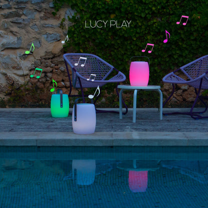 Drahtlose Bluetooth-Lautsprecherlampe Aluminiumgriff dimmbar weiß/multicolor LED LUCY PLAY H31cm mit Fernbedienung