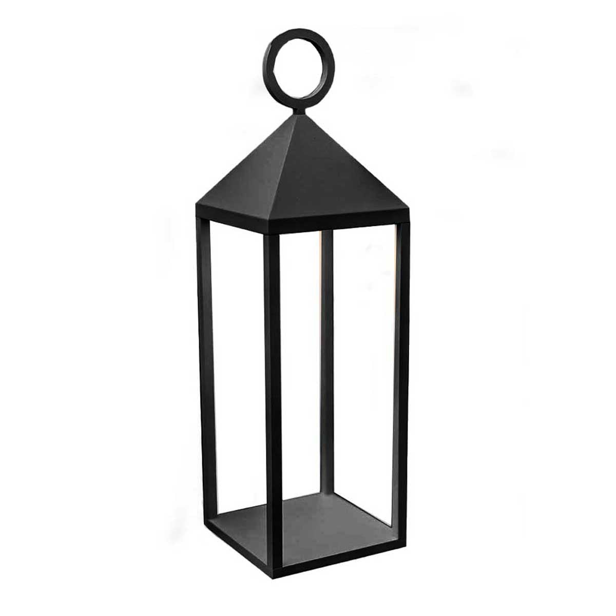 Kabellose Designer-Laterne aus Aluminium mit warmweißem LED-Metallgriff NUNA BLACK H47cm