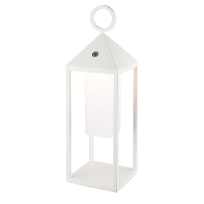 Kabellose Designer-Laterne aus Aluminium mit Metallgriff warmweiße LED SANTORIN WHITE H47cm