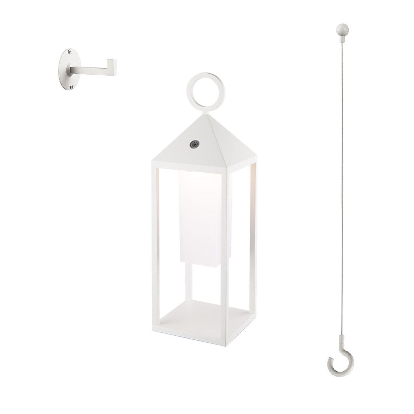 Kabellose Designer-Laterne aus Aluminium mit Metallgriff warmweiße LED SANTORIN WHITE H47cm