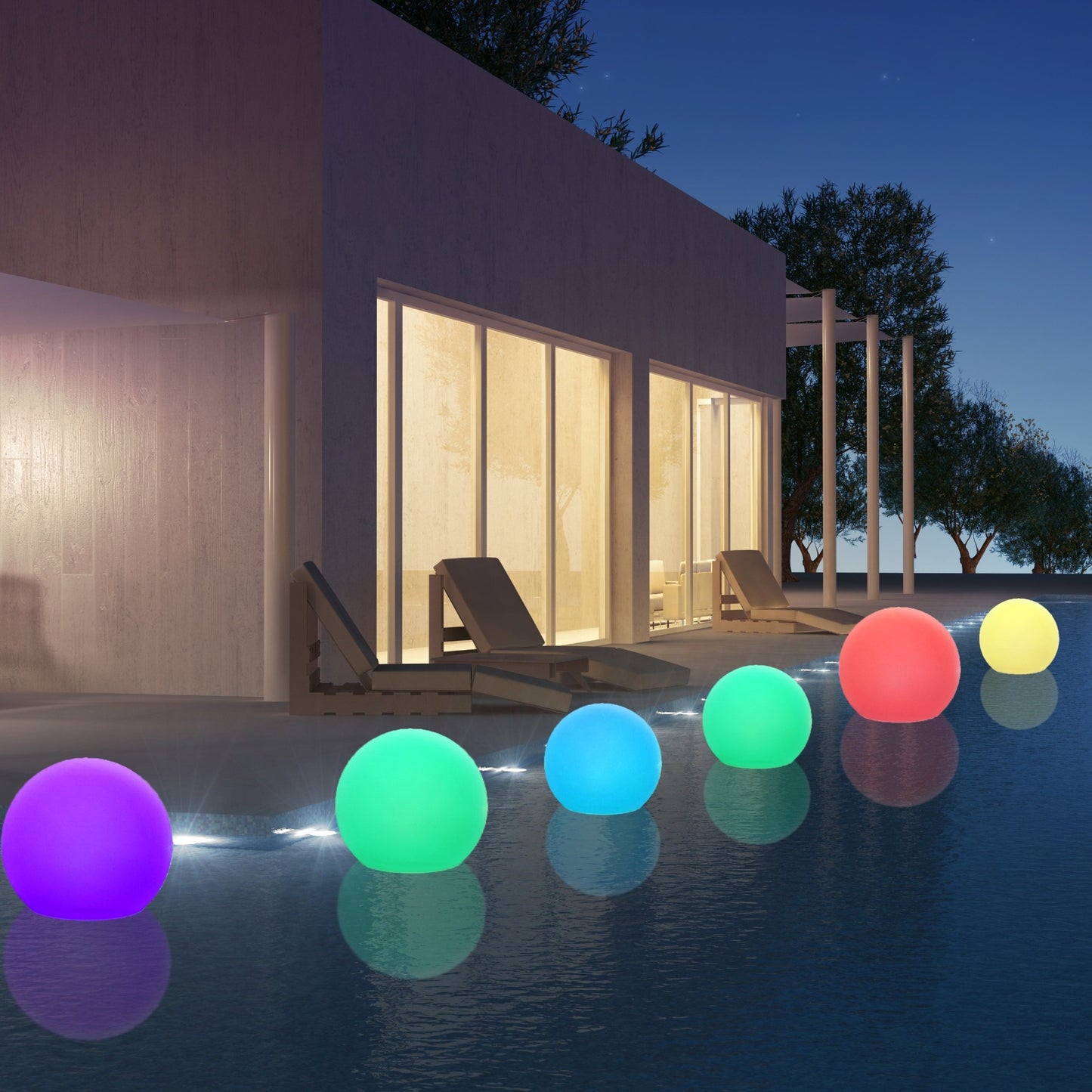 2er-Set SOLSTY LED-Schwimmkugeln weiß/mehrfarbig zum Stechen oder Hinlegen ∅30cm