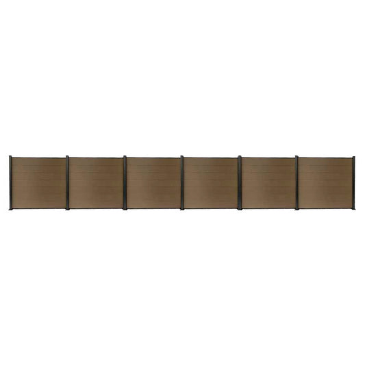 Gartenzaun-Bausatz mit Verdunkelungsplatten aus braunem Holzverbundwerkstoff und Aluminium - Basis-Set + 5 Verlängerungen: Länge 11,29 m