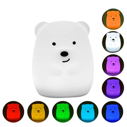 Veilleuse bébé ours sans fil touch souple LED multicolore dimmable TEDDY H19cm - REDDECO.com