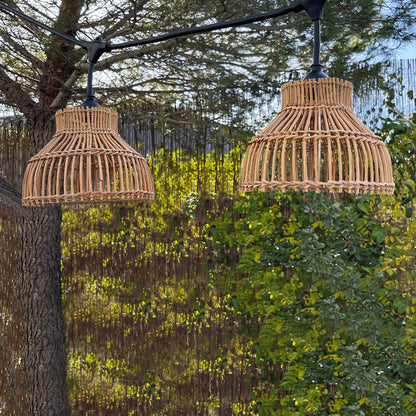 Außen anschließbare Lichterkette mit natürlichem Rattan-Lampenschirm im Bohemian-Stil 7 Glühlampen E27-Fassung warmweiß LED AMELIA LIGHT CONNECTABLE 6m