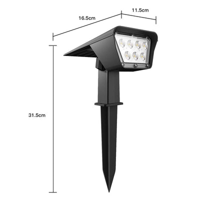 Lot de 2 spots solaires projecteur 2 en 1 à piquer ou à fixer rectangulaires éclairage puissant dimmable LED blanc CURTIS H 31.5cm