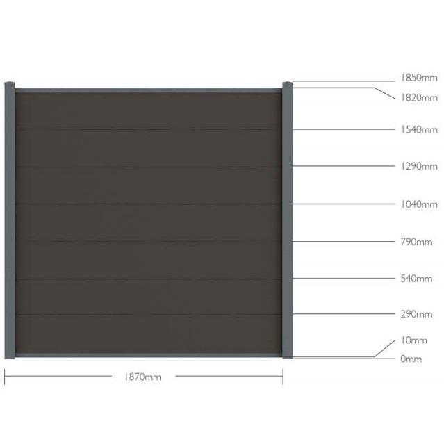 Gartenzaun-Kit mit Verdunkelungs-Verbundholz- und Aluminiumpaneelen - Basis-Set + 4 Verlängerungen: Länge 9,42 m
