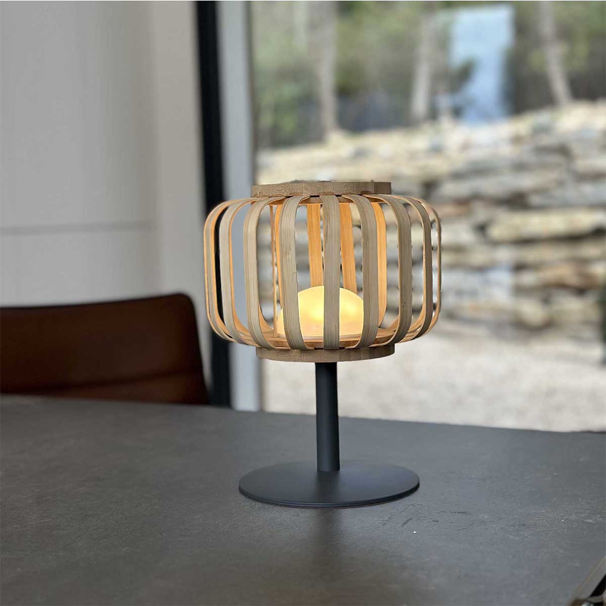Akku-Tischlampe aus natürlichem Bambus LED warmweiß/weiß dimmbar STANDY MINI BAMBOO H25cm