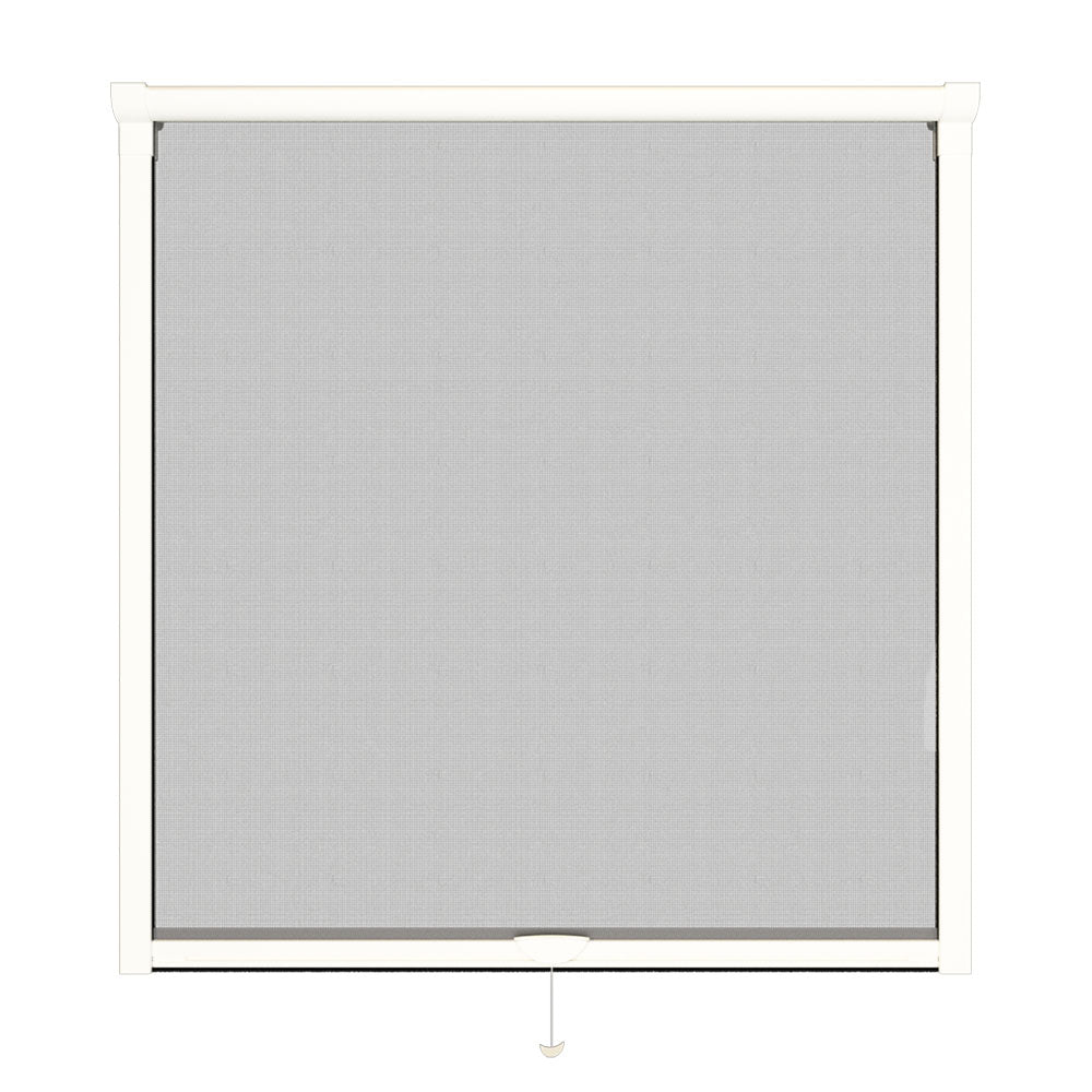 Fenster-Moskitonetz aus weißem Aluminium zum Aufrollen - PREMIUM - L125xH150 cm